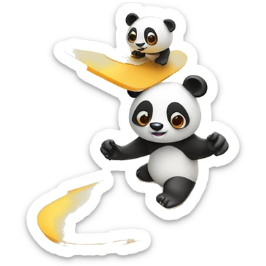 Panda surfing on desert made out of cheese cake  sticker