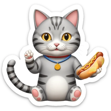 Cat doing tai chi eating hot dog sticker