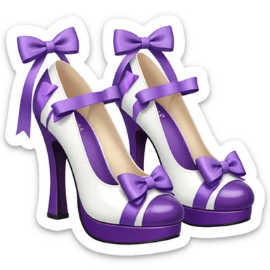 Lolita shoes, white and purple sticker