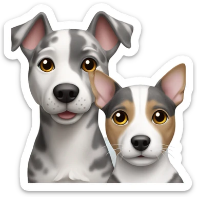 gray tabby cat and jack russell dog sticker