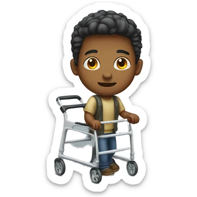 Young man the uses a walker sticker