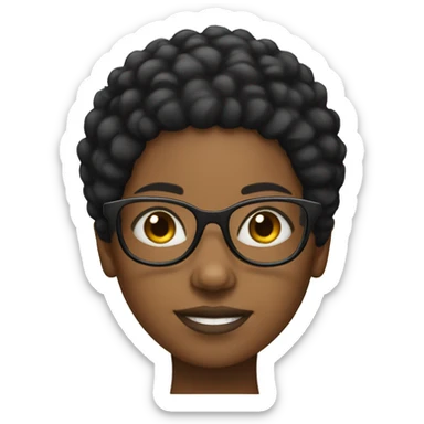 Black girl with short afro haircut and glasses sticker