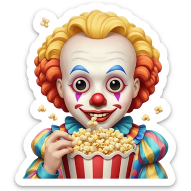 Clown eating popcorn  sticker