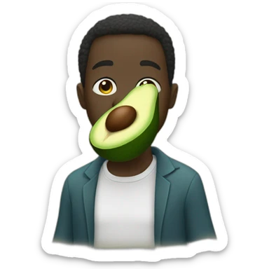 Black man lick an avocado sticker