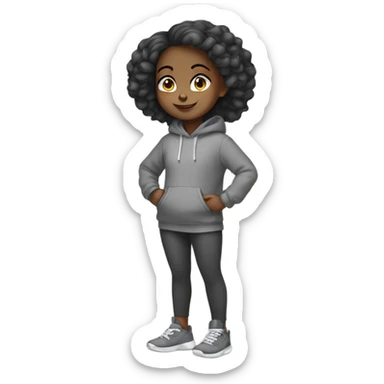 black pretty girl in grey hoodie with leggings sticker