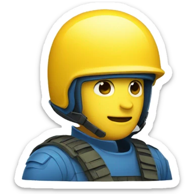 emoji yellow solider blue helmet sticker