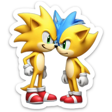 Sonic-and-Pikach-kissing-embrace sticker