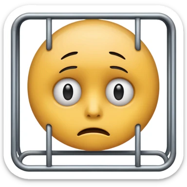 a sad emjoi face in a cage sticker