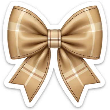 beige plaid bow sticker