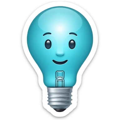 Light bulb icon, flat emoji style, outline with blue and turquoise colors sticker