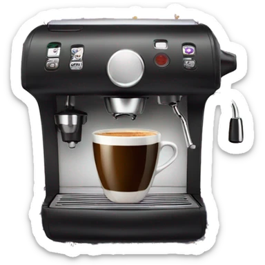 Italian coffee machine surrounded by purple flowers sticker