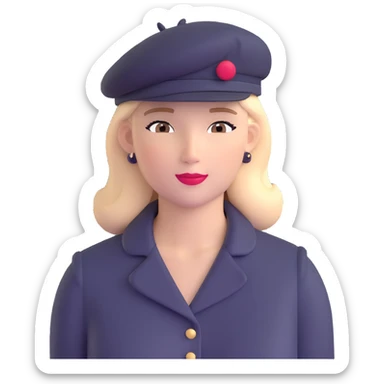 Parisian woman wearing a beret hat sticker