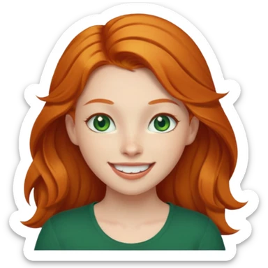 Gorgeous Ginger girl with green eyes head thrown back joyous smile sticker