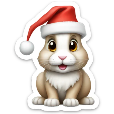 Rabbit with a Christmas hat sticker
