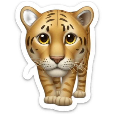 a big cat woth a tre beside sticker