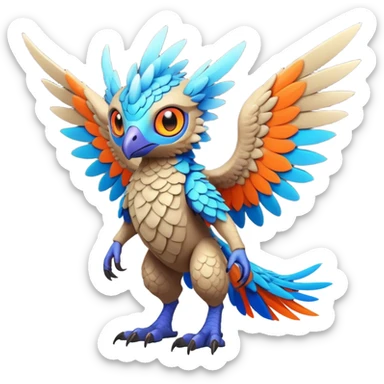 Tropical lush warm-colored modern colorful neon-colored Fakémon-Digimon-Trico-creature sticker