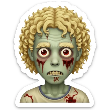A men with curly blond hair zombie sticker