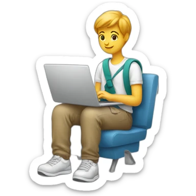 student with a laptop taking the first step in learning sticker