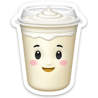 sealed yogurt cup with creamy surface hint. sticker