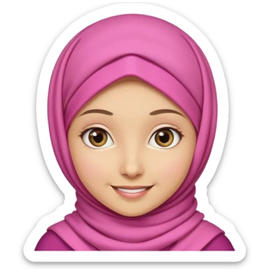 A medium light skin girl with pink hijab smile  sticker