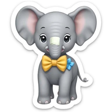Baby elephant with bow sticker