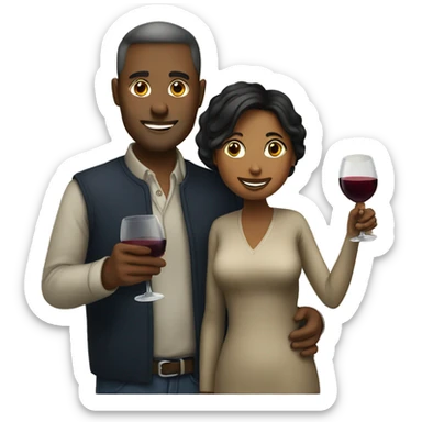 man and woman drinking wine sticker