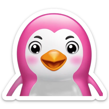 happy pink penguin  sticker