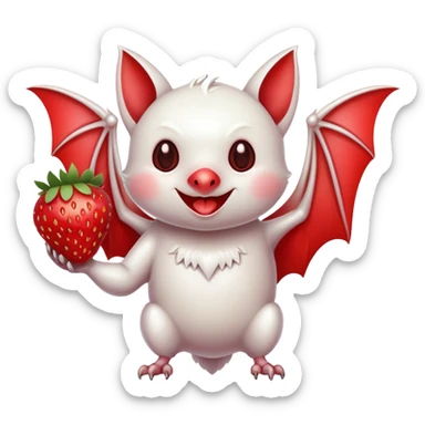 White bat with a strawberry  sticker