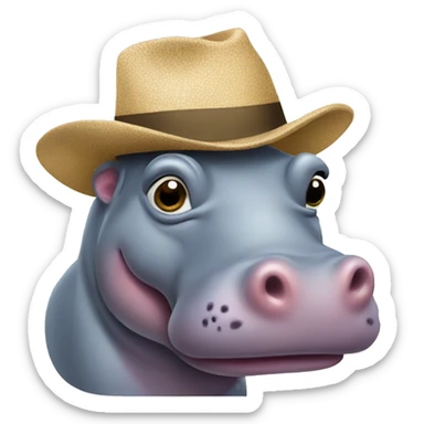 Hippo with a hat  sticker