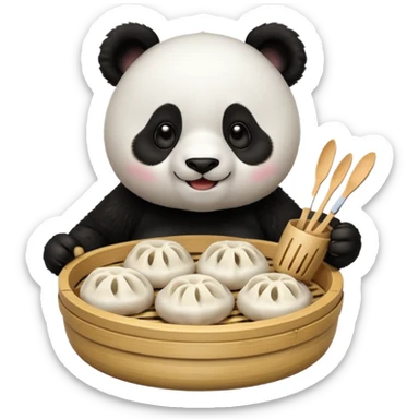 Panda eating momos sticker