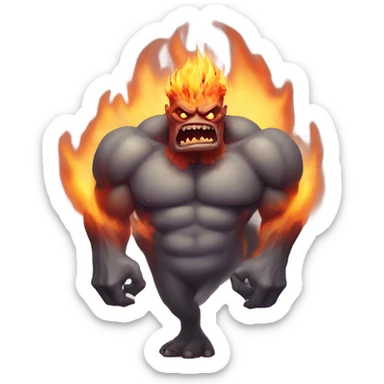 A very scary human Monster with Big muscle arms and flaming eyes  sticker