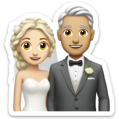blonde bride and groom with gray hair sticker