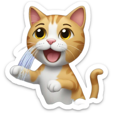 cat taking a shower sticker