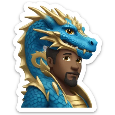 A blue ￼ and gold dragon sticker
