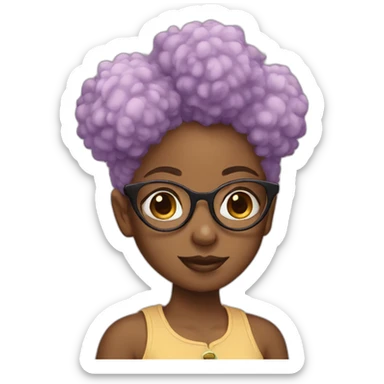 girl with 2 afro puffs and with glasses sticker