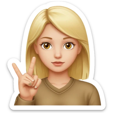 Blonde girl with hazel eyes giving middle finger sticker