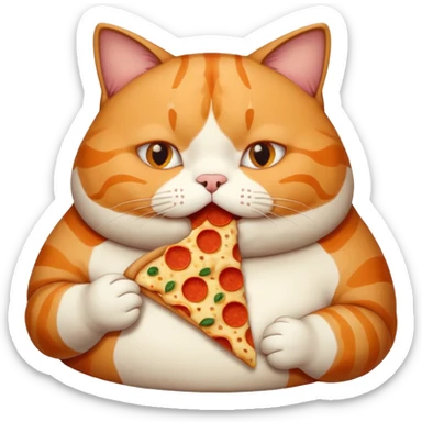 Fat cat eating pizza sticker