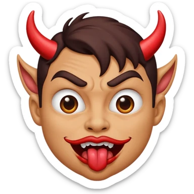 Devilish look, while licking lips and eyebrow raised  sticker