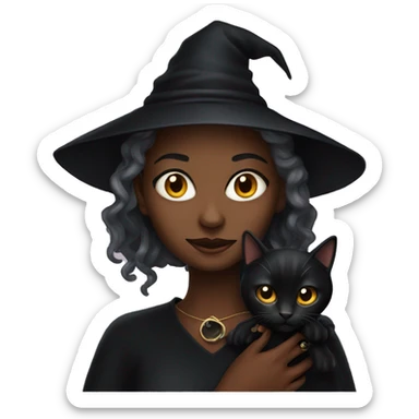 black witch with black cat sticker