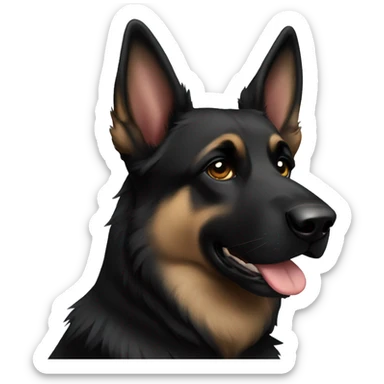 Black German Shepard one bent ear sticker