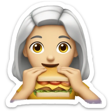 A girl eating a sandwich  sticker