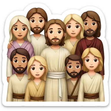 Jesus and disciples with women sticker