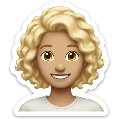 smiling trans girl with windy blonde hair sticker
