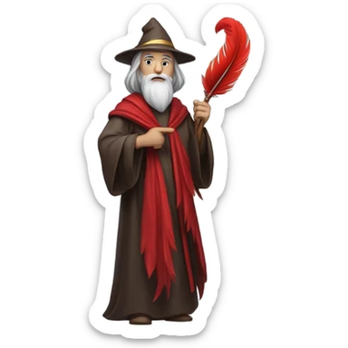 wizard holding a red feather sticker