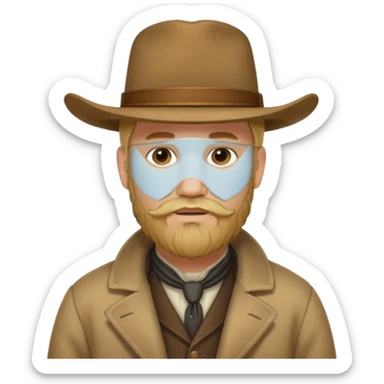 A blonde western man from America 1899 wild west with a hat and beard sticker