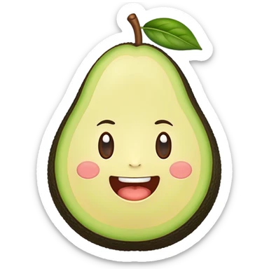 avocado with mouth sticker