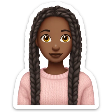 pretty black girl with box braids hair down in light pink sweater cozy sticker