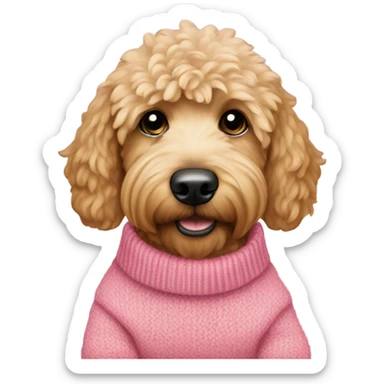 Mini golden doodle with pink sweater sticker