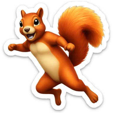 jumping orange burnt squirrel sticker