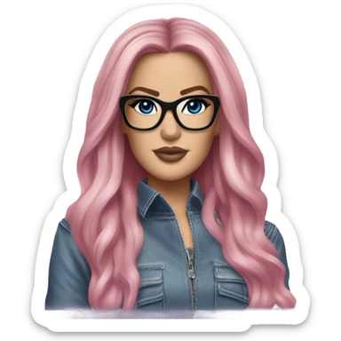 Photo Realistic khloe kardashian stylish pink hair BLUE eyes and glasses elegant  sticker